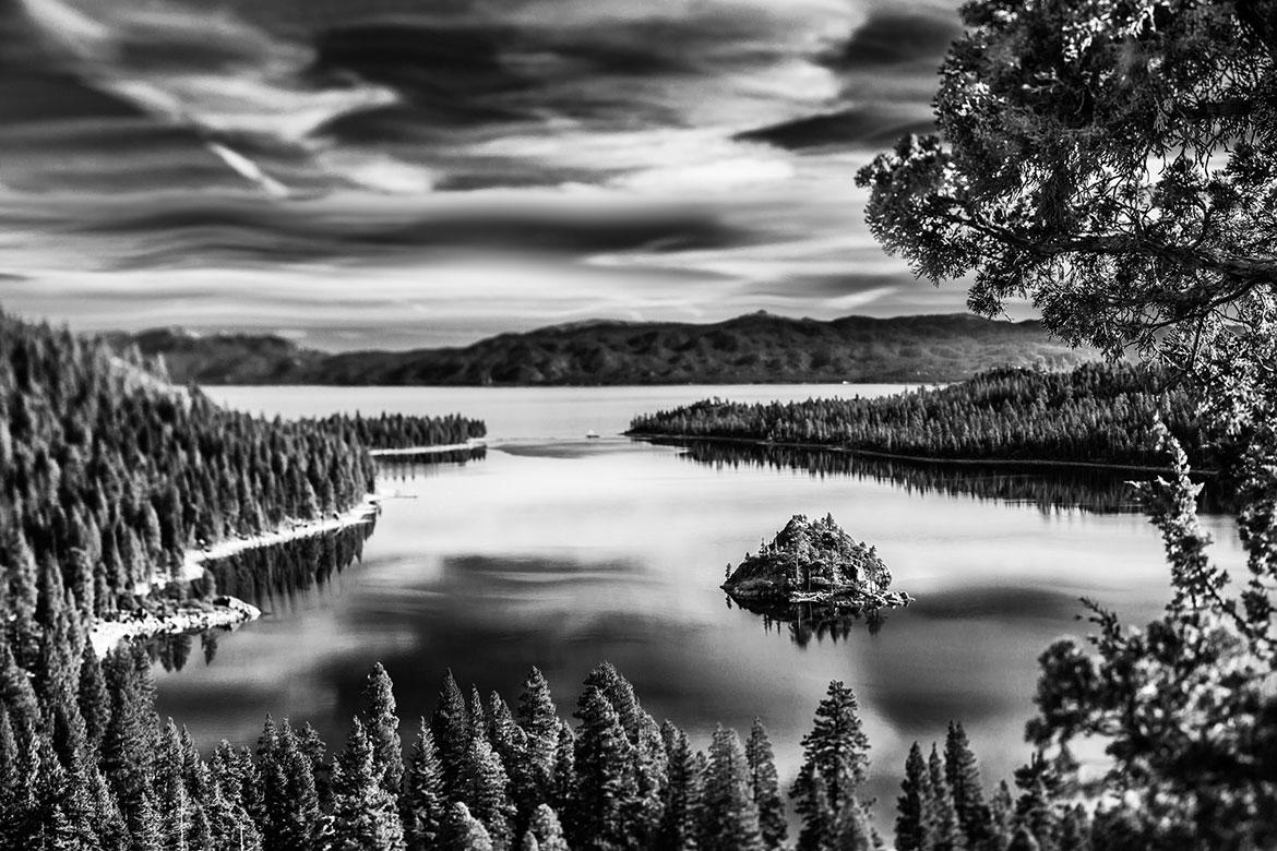 Black and white emerald bay tahoe