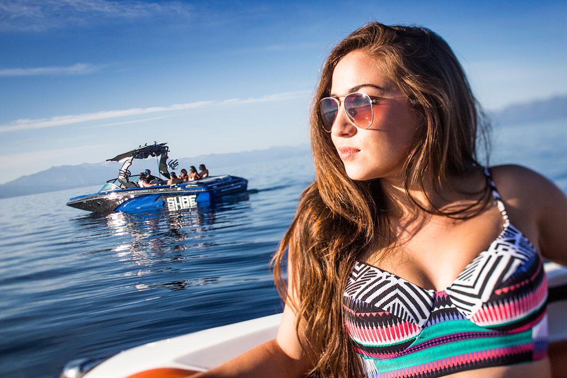 Lake wakesurfing Tahoe