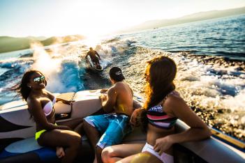 Tahoe boat surfing