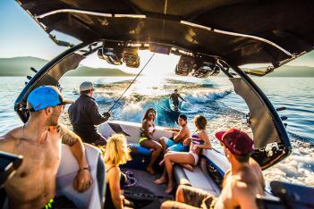 Wake surfing boat tahoe